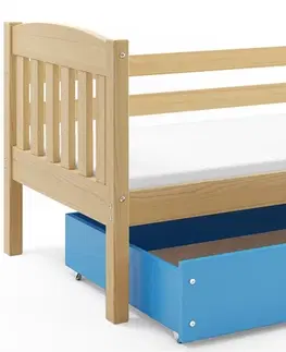 BMS Detská posteľ KUBUŠ 1 s úložným priestorom | borovica Farba: Borovica / biela, Rozmer.: 200 x 90 cm