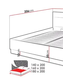 Dig-net nábytok Manželská posteľ TRENDO DT-02 Prevedenie: 180 x 200 cm