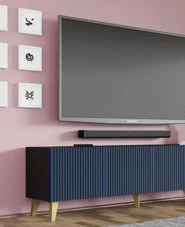 ARTBm TV stolík RAVENNA F 4D 200  | čierna matná / modrá Prevedenie: Čierny mat / modrá / čierna kovová podnož