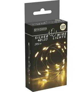 Svetelný drôt Silver lights 40 LED, teplá biela, 195 cm