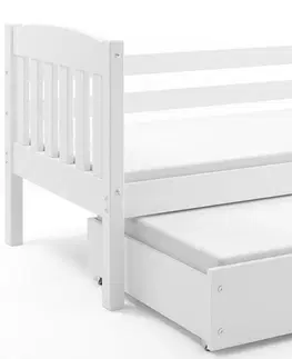BMS Detská posteľ KUBUŠ 2 s prístelkou | biela Farba: biela / zelená, Rozmer.: 200 x 90 cm