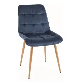 Signal Jedálenská stolička CHIC D VELVET | drevené nohy Farba: Čierna / Bluvel 19