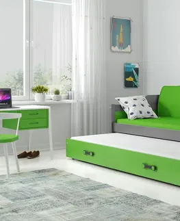 BMS Detská posteľ s prístelkou DAWID | sivá 80 x 190 cm Farba: Ružová
