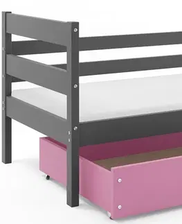 BMS Detská jednolôžková posteľ ERYK | sivá Farba: Sivá / ružová, Rozmer.: 200 x 90 cm