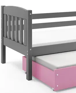 BMS Detská posteľ KUBUŠ 2 s prístelkou | sivá Farba: Sivá / sivá, Rozmer.: 200 x 90 cm