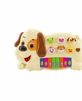 Teddies Pianko psík so zvieratkami so zvukom a svetlom, 28 cm, na batérie