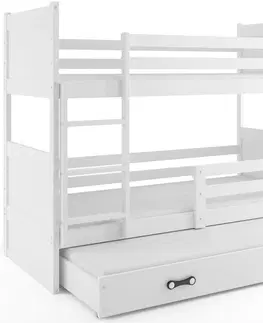 BMS Detská poschodová posteľ s prístelkou RICO 3 | biela 80 x 160 cm Farba: biela / sivá