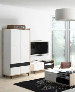 WIP TV stolík 2D1S BOX-09 Farba: dub burgun / biela / čierna 