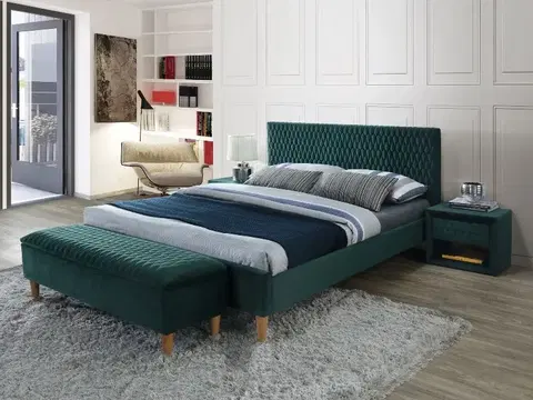 Signal Manželská posteľ AZURRO Velvet | 180 x 200 cm Farba: Zelená / Bluvel 78