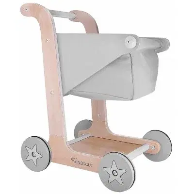 KINDSGUT - Drevený nákupný vozík sivý