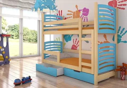 ArtAdrk Detská poschodová posteľ OSUNA Farba: Borovica / modrá