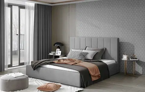 ArtElta Manželská posteľ AUDREY s úložným priestorom | 140 x 200 cm Farba: Sivá / Monolith 84