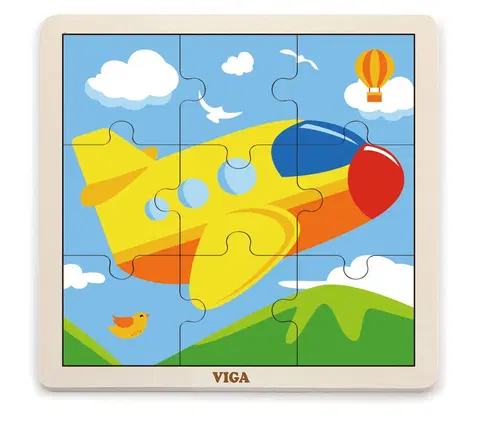 VIGA - Drevené puzzle lietadlo 9ks