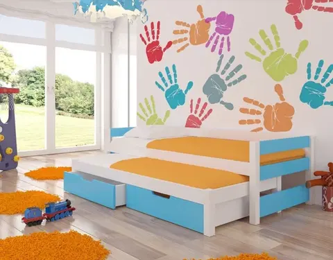 ArtAdrk Detská posteľ s prístelkou FRAGA Farba: biela / modrá