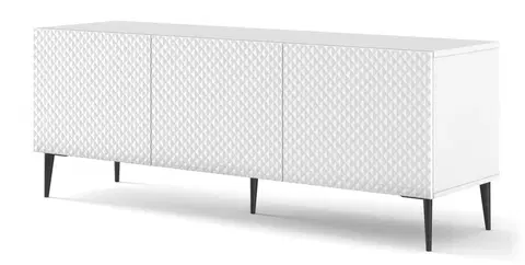 ARTBm TV stolík RAVENNA C 3D 150 | biela lesklá Prevedenie: Biela / biely lesk / čierne nohy