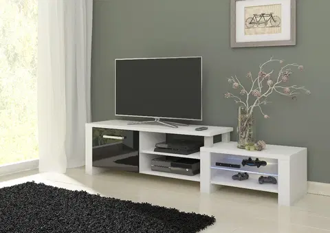 WIP TV stolík Orion Farba: Biela / čierny lesk