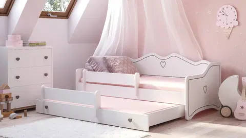 ArtAdrk Detská posteľ s prístelkou EMKA II Farba: Biela / sivý úchyt