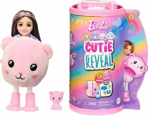 MATTEL - Barbie Cutie reveal Chelsea Ružový macík HKR17 pastelová edícia