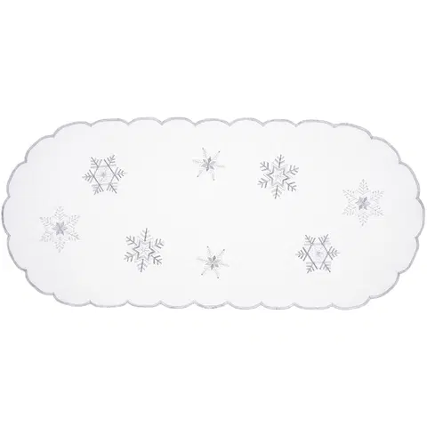Forbyt Vianočný obrus Vločky biela, 40 x 90 cm