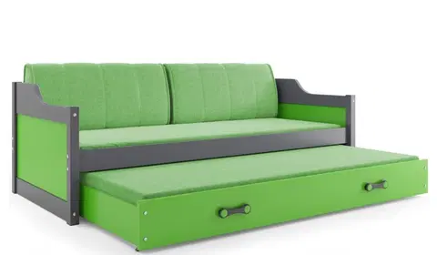 BMS Detská posteľ s prístelkou DAWID | sivá 90 x 200 cm Farba: Zelená