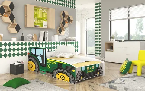 ArtAdrk Detská auto posteľ TRACTOR Farba: Zelená, Prevedenie: 70 x 140 cm