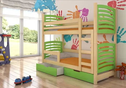 ArtAdrk Detská poschodová posteľ OSUNA Farba: Borovica / zelená