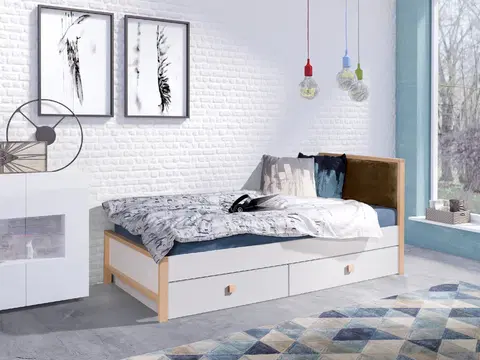 ArtBed Detská posteľ ZARA | 80 x 180 cm Farba: Hnedé čelo - Quartz 105