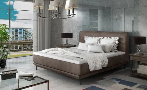 ArtElta Manželská posteľ ASTERIA | 160 x 200 cm Farba: Svetlo hnedá / Monolith 09