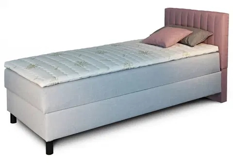New Design  Čalúnená posteľ NOVO s krátkym čelom | Pravá varianta + topper Rozmer.: 80 x 200 cm
