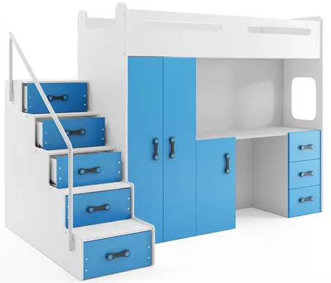 BMS Detská poschodová posteľ  so stolíkom MAX 4 Farba: Modrá