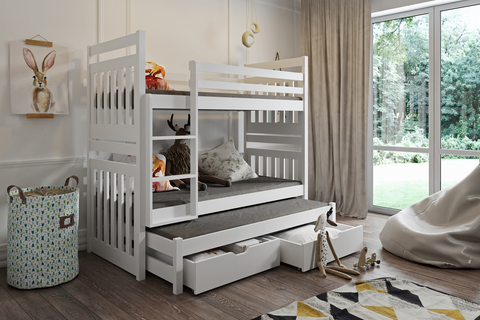 ArtBed Detská poschodová posteľ  s prístelkou SAMBOR Prevedenie: Morenie - Farba
