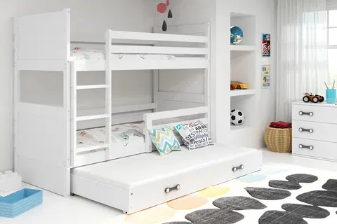 BMS Detská poschodová posteľ s prístelkou RICO 3 | biela 80 x 190 cm Farba: Biela