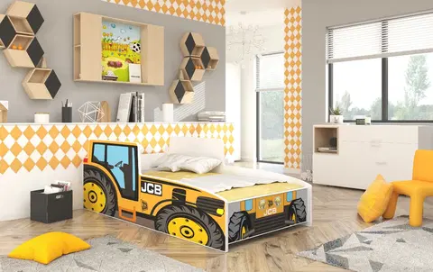 ArtAdrk Detská auto posteľ TRACTOR Farba: Žltá, Prevedenie: 70 x 140 cm