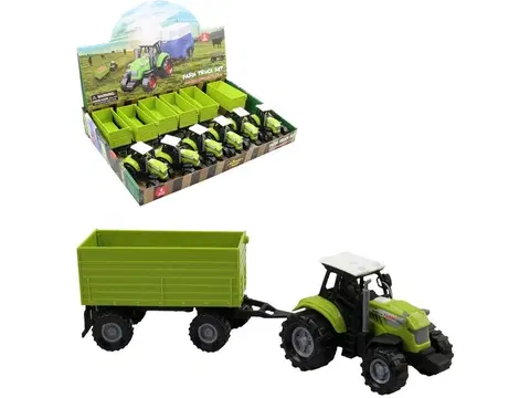 MADE - Traktor s vlečkou, so svetlom a zvukom, voľné kolesá, 23,5 x 6 x 6 cm