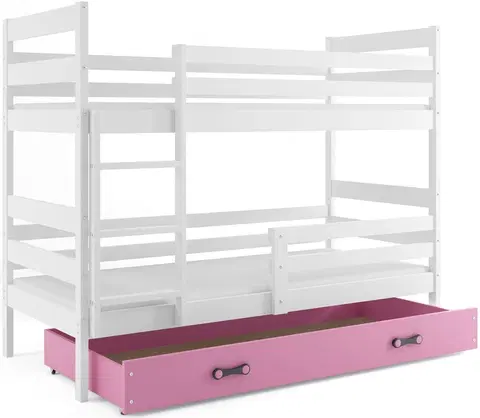 BMS Detská poschodová posteľ ERYK | biela Farba: biela / ružová, Rozmer.: 190 x 80 cm