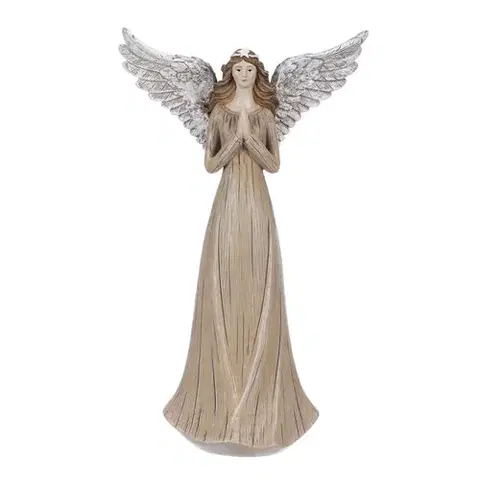 Anjel s roztiahnutými krídlami Emma hnedá, polyresin, 32 x 19 x 11 cm