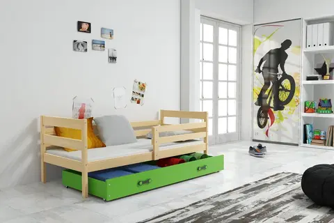 BMS Detská jednolôžková posteľ s úložným priestorom ERYK | borovica Farba: Borovica / zelená, Rozmer.: 190 x 80 cm