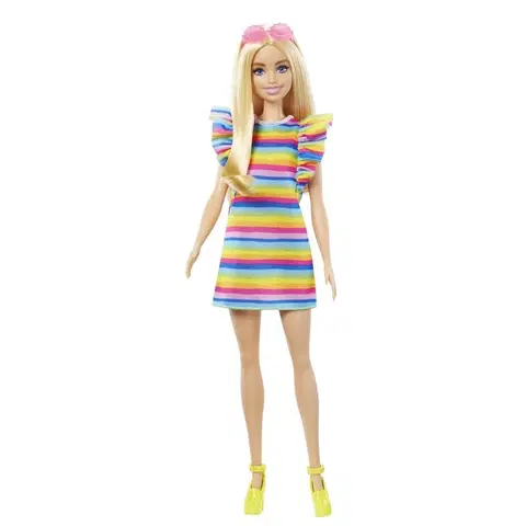 MATTEL - Barbie modelka - prúžkované šaty s volánom