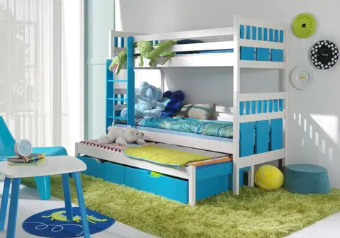 ArtBed Detská poschodová posteľ s prístelkou MAKSYMILIAN Prevedenie: Morenie - Farba