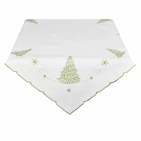 Forbyt Vianočný obrus Stromček bielo-zelená, 85 x 85 cm