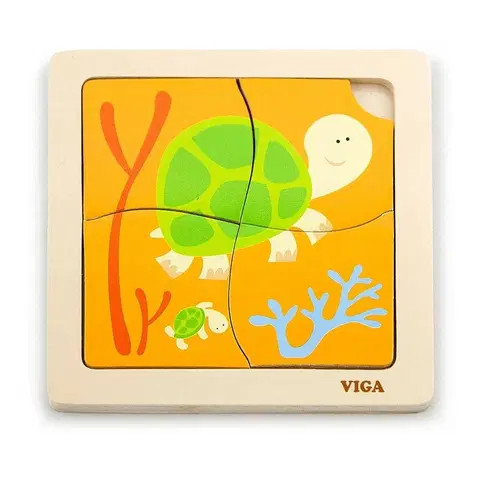 VIGA - Drevené puzzle pre najmenších Viga 4 ks Želvička