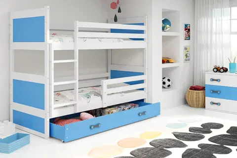 BMS Detská poschodová posteľ RICO | biela 80 x 160 cm Farba: Modrá