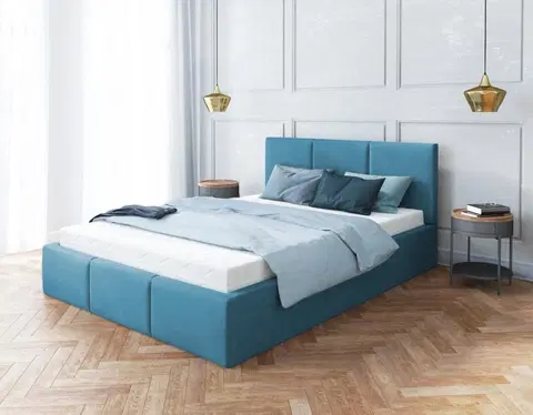FDM Čalúnená manželská posteľ FRESIA | 140 x 200 cm Farba: Modrá