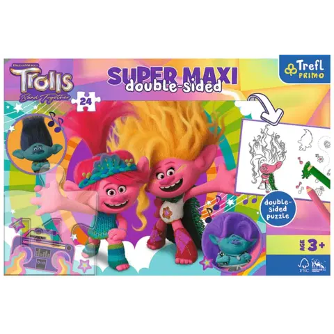 TREFL -  Puzzle Super Maxi 24 - Šťastný deň Trollov / Universal Trolls 3 (2023) FSC Mix 70%