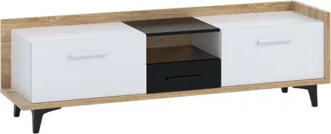 ARTBm TV stolík 2D1S BOX-09 Farba: dub sonoma svetlá / biela / čierna 