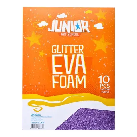 JUNIOR-ST - Dekoračná pena A4 EVA Glitter fialová 2,0 mm, sada 10 ks