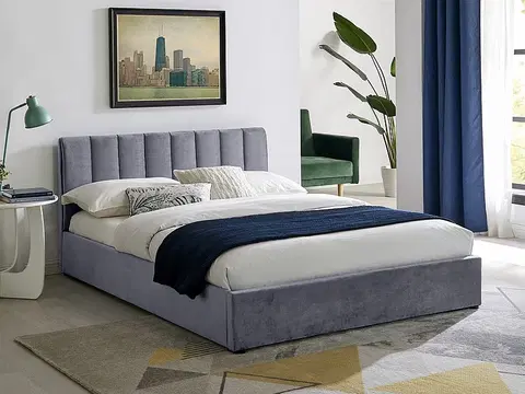Signal Manželská posteľ MONTREAL VELVET 140 | s úložným priestorom Farba: Sivá / tap.192