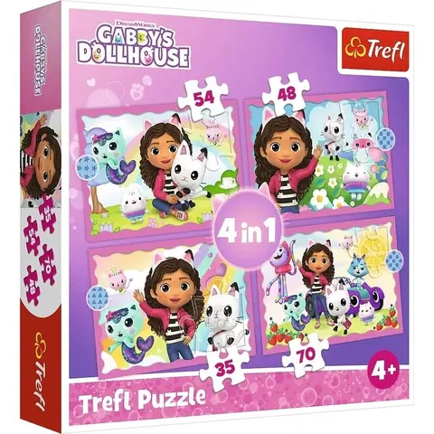 TREFL - Puzzle 4v1 - Gabbyine dobrodružstvá / Universal Gabby´s Dollhouse