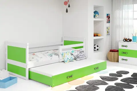 BMS Detská posteľ  s prístelkou RICO 2 | biela 80x190 cm Farba: Zelená