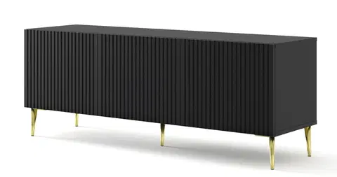 ARTBm TV stolík RAVENNA B 3D 150  | čierna matný Prevedenie: Čierny mat  / zlaté nohy